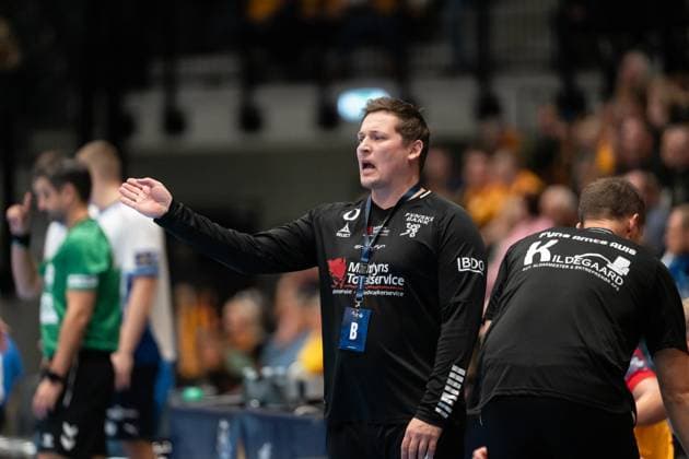 GOG v Orlen Wisla Plock, EHF Champions League, Svendborg, Denmark Svendborg, Denmark. 20th, November 2025. Head coach Kasper Christensen of GOG seen during the EHF Champions League match between GOG and Orlen Wisla Plock at Arena Svendborg in Svendborg. Denmark, Svendborg  Copyright: xGonzalesxPhoto KentxRasmussenx