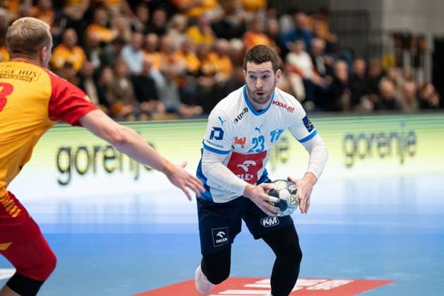 GOG v Orlen Wisla Plock, EHF Champions League, Svendborg, Denmark Svendborg, Denmark. 20th, November 2025. Miha Zarabec (23) of Orlen Wisla Plock seen during the EHF Champions League match between GOG and Orlen Wisla Plock at Arena Svendborg in Svendborg. Denmark, Svendborg  Copyright: xGonzalesxPhoto KentxRasmussenx