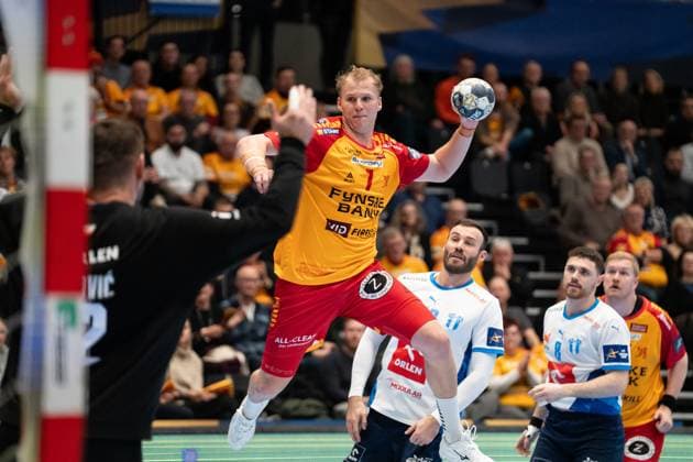 GOG v Orlen Wisla Plock, EHF Champions League, Svendborg, Denmark Svendborg, Denmark. 20th, November 2025. Lasse Vilhelmsen (7) of GOG seen during the EHF Champions League match between GOG and Orlen Wisla Plock at Arena Svendborg in Svendborg. Denmark, Svendborg  Copyright: xGonzalesxPhoto KentxRasmussenx