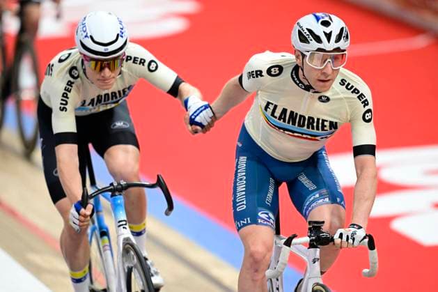 Lotto Six Days Flanders-Ghent 20 11 2025 GENT, BELGIUM - NOVEMBER 20 : Stewart Mark (GBR) & Crabbe Tom (BEL) pictured during Lotto Six Days of Flanders Ghent on November 20, 2025 in Gent, Belgium, 20 11 2025 Gent Belgium  Copyright: xNicoxVereeckenx