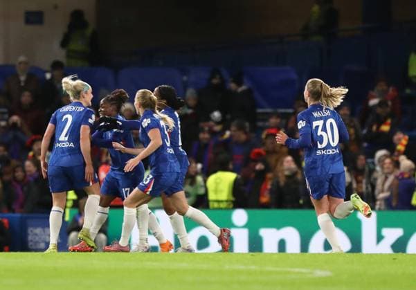 Cheslea Women v Barcelona Femen’, London, UK - 20 Nov 2025 Goal celebrations for Ellie Carpenter of Chelsea Women during the UEFA Women s Champions League match between Chelsea Women and Barcelona Femen’ on 20th November 2025 at Stamford Bridge, London London Stamford Bridge London GBR Copyright: xJoshxSmith PPAUKx PPA-230728