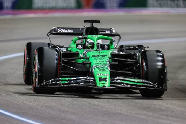 November 20, 2025: Stake F1 Team Kick Sauber, Ferrari driver Nico Hulkenberg (27) drives during the first practice session one at the Formula 1 Heineken Las Vegas Grand Prix in Las Vegas, NV. CSM. Las Vegas United States of America - ZUMAc04_ 20251120_zma_c04_119 Copyright: xChristopherxTrimx