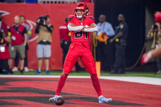 November 20, 2025: Houston Texans wide receiver Jayden Higgins (81) celebrates his touchdown catch during a game between the Buffalo Bills and the Houston Texans in Houston, TX. .. CSM - ZUMAc04_ 20251120_zma_c04_201 Copyright: xTraskxSmithx