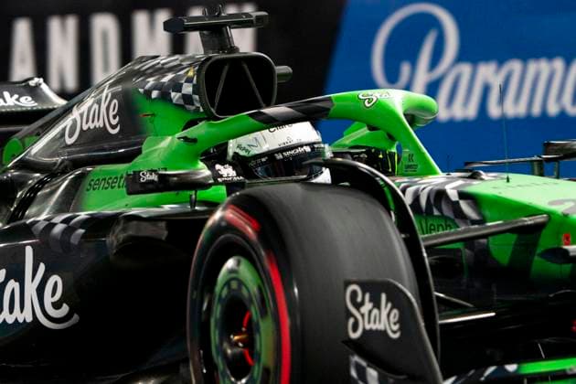 German Formula One driver Nico Hulkenberg of Stake F1 Team in action during the second free practice session of the Formula One Las Vegas Grand Prix at the Las Vegas Strip Circuit in Las Vegas on Thursday, November 20, 2025.  LAS2025112063 GREGxNASH