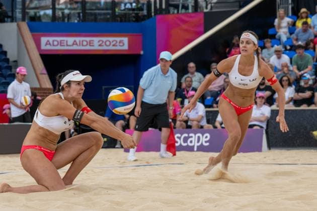 RECORD DATE NOT STATED ADELAIDE, AUSTRALIA - NOVEMBER 21: Anastasija Samoilova (Player 2 - LAT), Tina Graudina (Player 1 - LAT) during the Beach volleyball, Beachvolleyball World Championships at Adelaide on November 21, 2025 in Adelaide, Australia. Australia Copyright: xBEAUTIFULxSPORTS PeterxWeberx