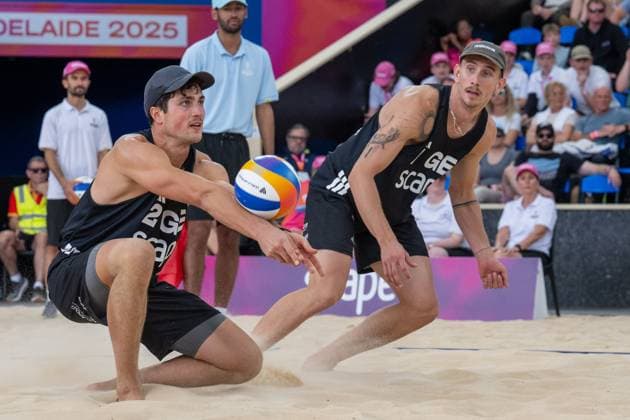RECORD DATE NOT STATED ADELAIDE, AUSTRALIA - NOVEMBER 21: Sven Winter (Player 2 - GER), Lukas Pfretzschner (Player 1 - GER) during the Beach volleyball, Beachvolleyball World Championships at Adelaide on November 21, 2025 in Adelaide, Australia. Australia Copyright: xBEAUTIFULxSPORTS PeterxWeberx