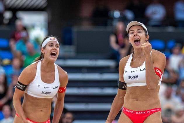RECORD DATE NOT STATED ADELAIDE, AUSTRALIA - NOVEMBER 21: Anastasija Samoilova (Player 2 - LAT), Tina Graudina (Player 1 - LAT) during the Beach volleyball, Beachvolleyball World Championships at Adelaide on November 21, 2025 in Adelaide, Australia. Australia Copyright: xBEAUTIFULxSPORTS PeterxWeberx