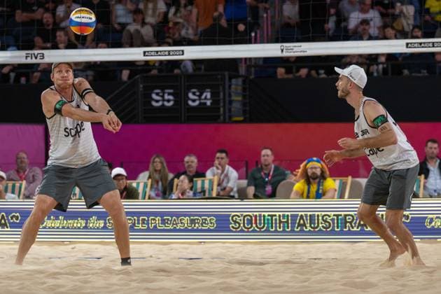 RECORD DATE NOT STATED ADELAIDE, AUSTRALIA - NOVEMBER 21: Nils Ehlers (Player 1 - GER), Clemens Wickler (Player 2 - GER) during the Beach volleyball, Beachvolleyball World Championships at Adelaide on November 21, 2025 in Adelaide, Australia. Australia Copyright: xBEAUTIFULxSPORTS PeterxWeberx