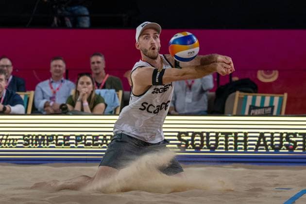 RECORD DATE NOT STATED ADELAIDE, AUSTRALIA - NOVEMBER 21: Clemens Wickler (Player 2 - GER) during the Beach volleyball, Beachvolleyball World Championships at Adelaide on November 21, 2025 in Adelaide, Australia. Australia Copyright: xBEAUTIFULxSPORTS PeterxWeberx