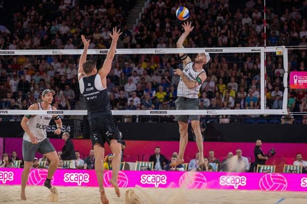 RECORD DATE NOT STATED ADELAIDE, AUSTRALIA - NOVEMBER 21: Clemens Wickler (Player 2 - GER), Nils Ehlers (Player 1 - GER) during the Beach volleyball, Beachvolleyball World Championships at Adelaide on November 21, 2025 in Adelaide, Australia. Australia Copyright: xBEAUTIFULxSPORTS PeterxWeberx