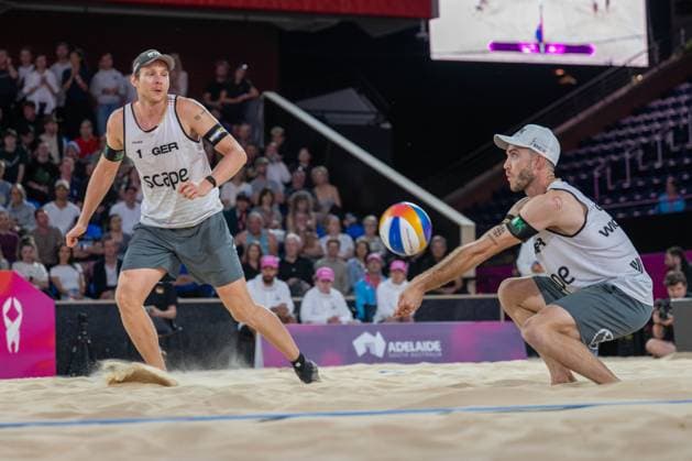 RECORD DATE NOT STATED ADELAIDE, AUSTRALIA - NOVEMBER 21: Clemens Wickler (Player 2 - GER), Nils Ehlers (Player 1 - GER) during the Beach volleyball, Beachvolleyball World Championships at Adelaide on November 21, 2025 in Adelaide, Australia. Australia Copyright: xBEAUTIFULxSPORTS PeterxWeberx