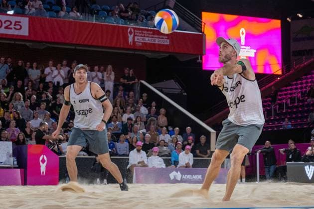 RECORD DATE NOT STATED ADELAIDE, AUSTRALIA - NOVEMBER 21: Clemens Wickler (Player 2 - GER), Nils Ehlers (Player 1 - GER) during the Beach volleyball, Beachvolleyball World Championships at Adelaide on November 21, 2025 in Adelaide, Australia. Australia Copyright: xBEAUTIFULxSPORTS PeterxWeberx