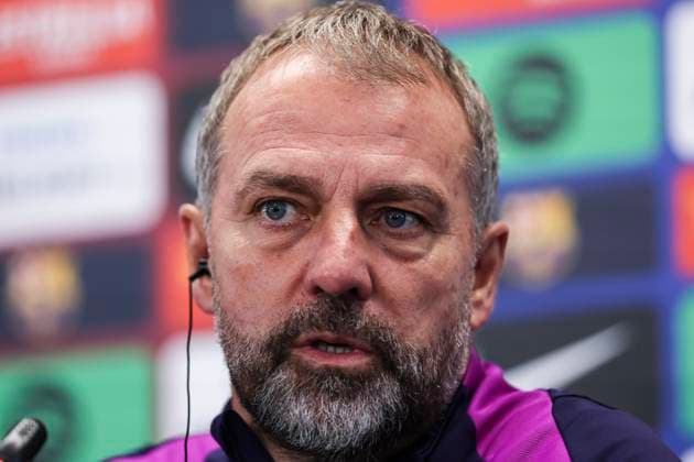 November 21, 2025, Sant Joan Despi, Barcelona, SPAIN: Hansi Flick, head coach of FC Barcelona, Barca attends his press conference, PK, Pressekonferenz during the training day of FC Barcelona ahead the Spanish League, La Liga EA Sports, football match against Athletic Club at Ciudad Esportiva Joan Gamper on November 21, 2025 in Sant Joan Despi, Barcelona, Spain. Sant Joan Despi SPAIN - ZUMAa181 20251121_zaa_a181_029 Copyright: xJavierxBorregox