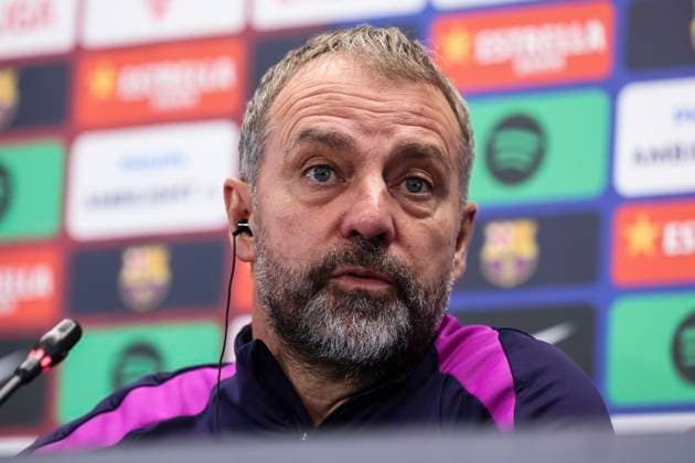 November 21, 2025, Sant Joan Despi, Barcelona, SPAIN: Hansi Flick, head coach of FC Barcelona, Barca attends his press conference, PK, Pressekonferenz during the training day of FC Barcelona ahead the Spanish League, La Liga EA Sports, football match against Athletic Club at Ciudad Esportiva Joan Gamper on November 21, 2025 in Sant Joan Despi, Barcelona, Spain. Sant Joan Despi SPAIN - ZUMAa181 20251121_zaa_a181_031 Copyright: xJavierxBorregox