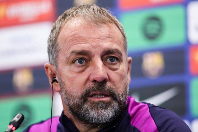 November 21, 2025, Sant Joan Despi, Barcelona, SPAIN: Hansi Flick, head coach of FC Barcelona, Barca attends his press conference, PK, Pressekonferenz during the training day of FC Barcelona ahead the Spanish League, La Liga EA Sports, football match against Athletic Club at Ciudad Esportiva Joan Gamper on November 21, 2025 in Sant Joan Despi, Barcelona, Spain. Sant Joan Despi SPAIN - ZUMAa181 20251121_zaa_a181_036 Copyright: xJavierxBorregox