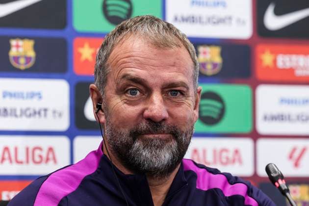 November 21, 2025, Sant Joan Despi, Barcelona, SPAIN: Hansi Flick, head coach of FC Barcelona, Barca attends his press conference, PK, Pressekonferenz during the training day of FC Barcelona ahead the Spanish League, La Liga EA Sports, football match against Athletic Club at Ciudad Esportiva Joan Gamper on November 21, 2025 in Sant Joan Despi, Barcelona, Spain. Sant Joan Despi SPAIN - ZUMAa181 20251121_zaa_a181_040 Copyright: xJavierxBorregox