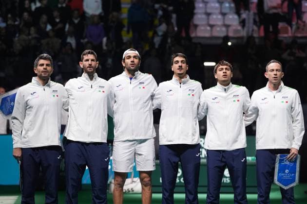 Team of Italy during the Davis Cup Finals 2025 Semifinals match between Matteo Berrettini (Italy) and Raphael Collignon (Belgium) at Bologna Fiere, Bologna, Italy - November 21, 2025. - Tennis.  Copyright: xMassimoxPaolone LaPressex