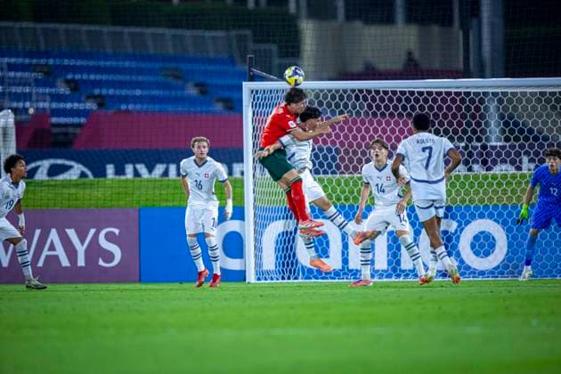 Soccer FIFA World Cup U17, U 17 World Cup Qatar 2025, Portugal vs Switzerland quarterfinal goal area scene Copyright: xRedhaxHosnixSegganix