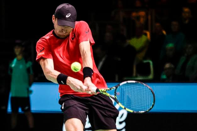 November 21, 2025, Bologna, ITALY: Belgian tennis player Raphael Collignon in action against Italy player Matteo Berrettini during the 2025 Davis Cup semi-final single tennis match between Italy and Belgium at the Super Tennis Arena in Bologna, northen Italy, 21 November 2025. ANSA ELISABETTA BARACCHI 2025 Davis Cup Final 8  - ZUMAa110 20251121_zaf_a110_004 Copyright: xElisabettaxBaracchix