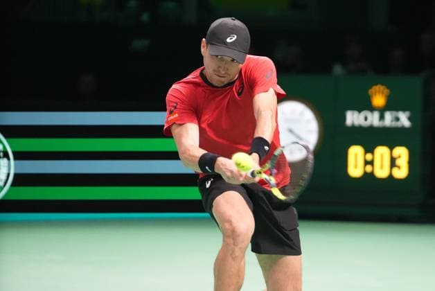 November 21, 2025, Bologna, Bretagne, Italy: Raphael Colignon of Belgium during Davis Cup 2025, Final 8, Tennis event on 21November 2025 in Bologna, Italy - Photo Bologna Italy - ZUMAl193 20251121_zsp_l193_012 Copyright: xLaurentxLairysx