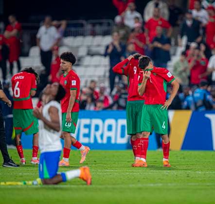 Football FIFA World Cup U17, U17 World Cup Qatar 2025, Morocco vs Brazil quarter-final Disappointment for the Moroccan team after defeat Copyright: xRedhaxHosnixSegganix