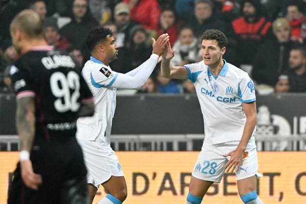 OGC Nice v Olympique de Marseille - Ligue 1 McDonald s 2025 2026 33 EMERSON Palmieri dos Santos (om) - 28 Benjamin PAVARD (om) during the Ligue 1 McDonald s match between OGC Nice and Olympique de Marseille at Allianz Riviera on November 21, 2025 in Nice, France. Nice France  Copyright: xFEPx 776348205