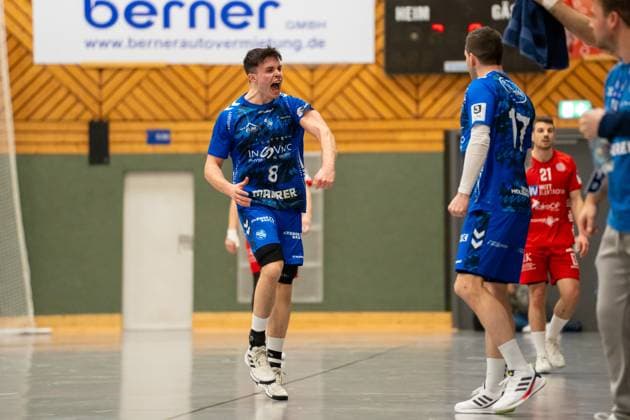 Handball I Men I Season 2025 2026 I 3 League I 12 Matchday I TV Bittenfeld 2 TSV Neuhausen Filder 1898 I 21 11 2025 Jan Luca Mauch 8, TV Bittenfeld 2 jubelt Waiblingen Gemeindehalle Bittenfeld Baden Württemberg Germany Copyright: xLobeca MaxxPetershansx
