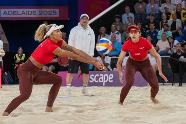 RECORD DATE NOT STATED ADELAIDE, AUSTRALIA - NOVEMBER 21: Brandie Wilkerson (Player 2 - CAN), Melissa Humana-Paredes (Player 1 - CAN) during the Beach volleyball, Beachvolleyball World Championships at Adelaide on November 21, 2025 in Adelaide, Australia. Australia Copyright: xBEAUTIFULxSPORTS PeterxWeberx