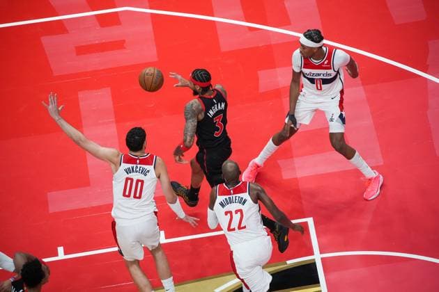 Washington Wizards v Toronto Raptors TORONTO, CANADA - NOVEMBER 21 : Brandon Ingram (3) of Toronto Raptors in action during the 2025 Emirates NBA, Basketball Herren, USA Cup basketball game between Washington Wizards and Toronto Raptors at the Scotiabank Arena on November 21, 2025 in Toronto, Ontario, Canada. Mert Alper Dervis Anadolu Ontario Canada. Editorial use only. Please get in touch for any other usage.  Copyright: x2025xAnadoluxMertxAlperxDervisx