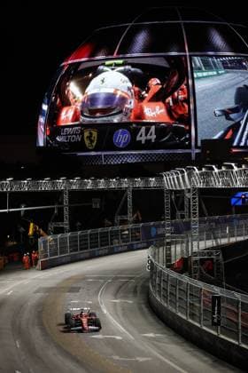 November 21, 2025: Scuderia Ferrari HP, Ferrari driver Charles Leclerc (16) drives during the third practice session at the Formula 1 Heineken Las Vegas Grand Prix in Las Vegas, NV. CSM. Las Vegas United States of America - ZUMAc04_ 20251121_zma_c04_297 Copyright: xChristopherxTrimx