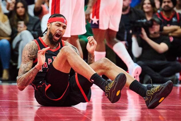 November 21, 2025, Toronto, On, Canada: Toronto Raptors Brandon Ingram (3) reacts after a fall during second half NBA, Basketball Herren, USA basketball action against the Washington Wizards in Toronto, on Friday, Nov. 21, 2025. Canada News - November 21, 2025 - ZUMAc35_ 20251121_zaf_c35_147 Copyright: xSammyxKoganx