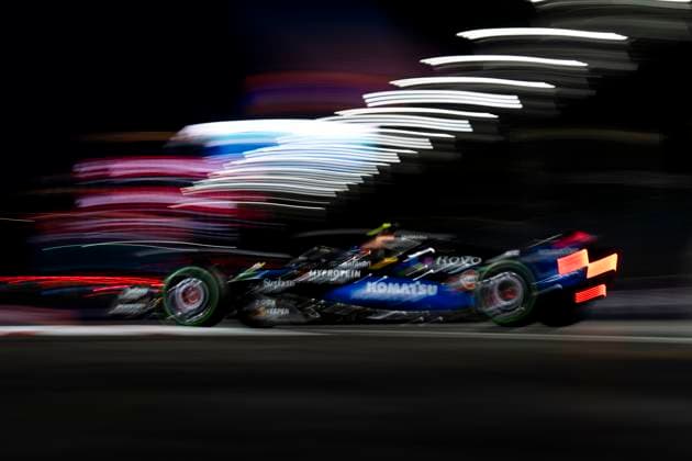 Spanish Formula One driver Carlos Sainz Jr. of Williams Racing in action during the third free practice session of the Formula One Las Vegas Grand Prix at the Las Vegas Strip Circuit in Las Vegas on Friday, November 21, 2025.  LAS2025112117 GREGxNASH