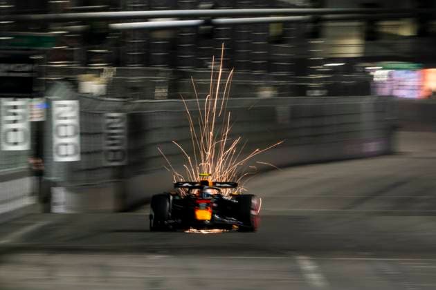 Japanese Formula One driver Yuki Tsunoda of Red Bull Racing in action during the third free practice session of the Formula One Las Vegas Grand Prix at the Las Vegas Strip Circuit in Las Vegas on Friday, November 21, 2025.  LAS2025112124 GREGxNASH