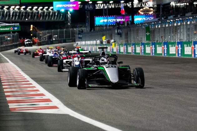 French Formula One Academy driver Doriane Pin of Prema Racing in action during race one of the Formula One Academy series at the Formula One Las Vegas Grand Prix at the Las Vegas Strip Circuit in Las Vegas on 21, November 2025.  LAS2025112133 GREGxNASH