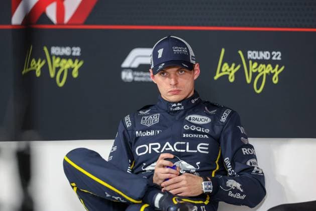 Zweiter Startplatz beim Rennen, Max Verstappen (Oracle Red Bull Racing 1) im Interview nach dem Rennen, Grosser Preis von Las Vegas, Motorsport, Herren, Formel 1, Qualifying, 21.11.2025 Las Vegas Nevada USA *** Second place on the grid in the race, Max Verstappen Oracle Red Bull Racing 1 in an interview after the race, Las Vegas Grand Prix, Motorsport, Men, Formula 1, Qualifying, 21 11 2025 Las Vegas Nevada USA Copyright: xkolbert-press ChristianxKolbertx