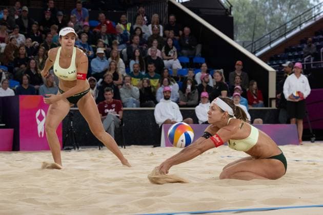 RECORD DATE NOT STATED ADELAIDE, AUSTRALIA - NOVEMBER 22: Tina Graudina (Player 1 - LAT), Anastasija Samoilova (Player 2 - LAT) during the Beach volleyball, Beachvolleyball World Championships at Adelaide on November 22, 2025 in Adelaide, Australia. Australia Copyright: xBEAUTIFULxSPORTS PeterxWeberx