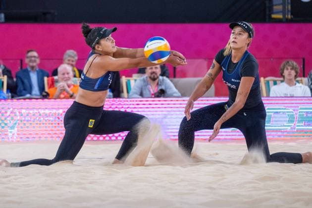RECORD DATE NOT STATED ADELAIDE, AUSTRALIA - NOVEMBER 22: Thamela Coradello Galil (Player 1 - BRA), Victoria Lopes Pereira Tosta (Player 2 - BRA) during the Beach volleyball, Beachvolleyball World Championships at Adelaide on November 22, 2025 in Adelaide, Australia. Australia Copyright: xBEAUTIFULxSPORTS PeterxWeberx