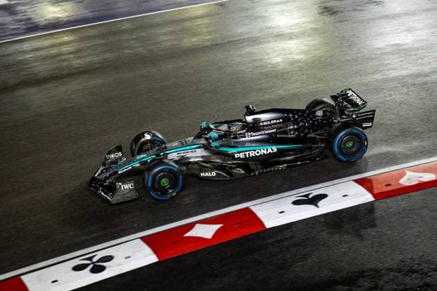 F1 - LAS VEGAS GRAND PRIX 2025 63 RUSSELL George (gbr), Mercedes AMG F1 Team W16, action during the 2025 Formula 1 Las Vegas Grand Prix, 22th round of the 2025 FIA Formula One World Championship, WM, Weltmeisterschaft from November 21 to 23, 2025 on the Las Vegas Strip Circuit, in Paradise, Nevada, United States of America - ParadiseUnited States  Copyright: xAndrÃ xFerreirax