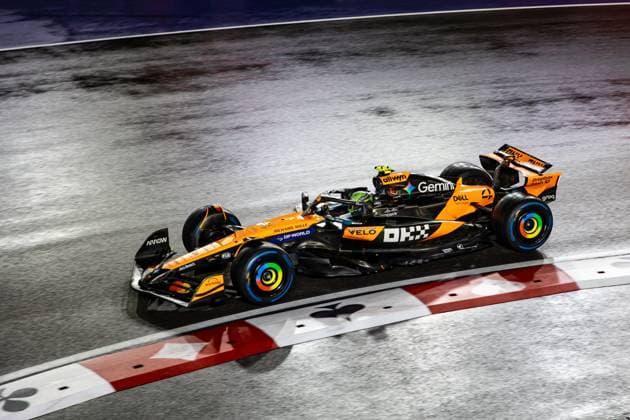 F1 - LAS VEGAS GRAND PRIX 2025 04 NORRIS Lando (gbr), McLaren F1 Team MCL39, action during the 2025 Formula 1 Las Vegas Grand Prix, 22th round of the 2025 FIA Formula One World Championship, WM, Weltmeisterschaft from November 21 to 23, 2025 on the Las Vegas Strip Circuit, in Paradise, Nevada, United States of America - ParadiseUnited States  Copyright: xAndrÃ xFerreirax