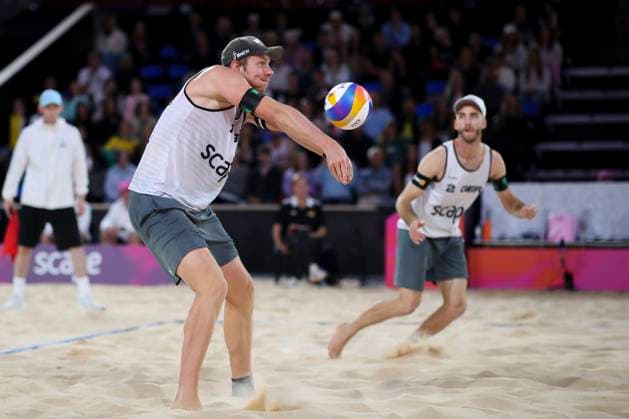 Beach volleyball, Beachvolleyball World Championship, WM, Weltmeisterschaft Nils Ehlers and Clemens Wickler (GER) during the Semi Final match of the Beach Volleyball World Championships at The Drive in Adelaide, Saturday, November 22, 2025. ( NO ARCHIVING, EDITORIAL USE ONLY ADELAIDE SOUTH AUSTRALIA AUSTRALIA  Copyright: xMATTxTURNERx 20251122194253219123