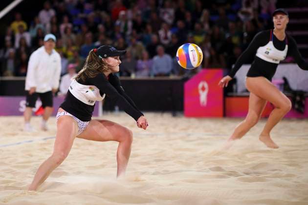 Beach volleyball, Beachvolleyball World Championship, WM, Weltmeisterschaft Kristen Nuss and Taryn Brasher (USA) v Carolina Solberg Salgado and Rebecca Cavalcante Barbosa Silva (BRA) during the Semi Final match of the Beach Volleyball World Championships at The Drive in Adelaide, Saturday, November 22, 2025. ( NO ARCHIVING, EDITORIAL USE ONLY ADELAIDE SOUTH AUSTRALIA AUSTRALIA  Copyright: xMATTxTURNERx 20251122167718132941