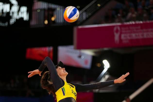 Beach volleyball, Beachvolleyball World Championship, WM, Weltmeisterschaft Carolina Solberg Salgadoand Rebecca Cavalcante Barbosa Silva (BRA) v Kristen Nuss and Taryn Brasher (USA) during the Semi Final match of the Beach Volleyball World Championships at The Drive in Adelaide, Saturday, November 22, 2025. ( NO ARCHIVING, EDITORIAL USE ONLY ADELAIDE SOUTH AUSTRALIA AUSTRALIA  Copyright: xMATTxTURNERx 20251122177498720309