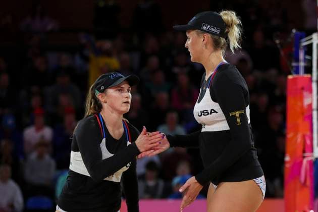 Beach volleyball, Beachvolleyball World Championship, WM, Weltmeisterschaft Kristen Nuss and Taryn Brasher (USA) v Carolina Solberg Salgado and Rebecca Cavalcante Barbosa Silva (BRA) during the Semi Final match of the Beach Volleyball World Championships at The Drive in Adelaide, Saturday, November 22, 2025. ( NO ARCHIVING, EDITORIAL USE ONLY ADELAIDE SOUTH AUSTRALIA AUSTRALIA  Copyright: xMATTxTURNERx 20251122192237412457