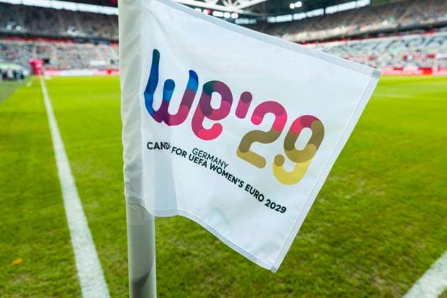 2 Fußball Bundesliga Fortuna Düsseldorf vs 1 FC Magdeburg, 22 11 2025 DUESSELDORF, GERMANY NOVEMBER 22 Joint action match day for UEFA Women s EURO 2029 bid during the Bundesliga match 2 Fußball Bundesliga Fortuna Düsseldorf vs 1 FC Magdeburg at the MERKUR SPIEL ARENA on match day 11 of 1 Bundesliga November 22, 2025 in Duesseldorf, Germany DFL REGULATIONS PROHIBIT ANY USE OF PHOTOGRAPHS AS IMAGE SEQUENCES AND OR QUASI VIDEO Copyright: xBEAUTIFULxSPORTS KennyxBeelex