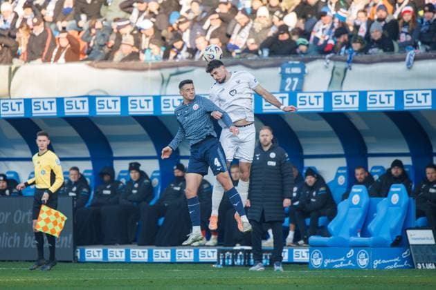 left Kenan Fatkic Rostock vs Lucas Zeller FCS GER, FC Hansa Rostock vs 1 FC Schweinfurth 05, Football, Men, 3 Liga, Matchday 15, Season 2025 2026, 22 11 2025 Rostock Ostseestadion Mecklenburg Vorpommern Germany
