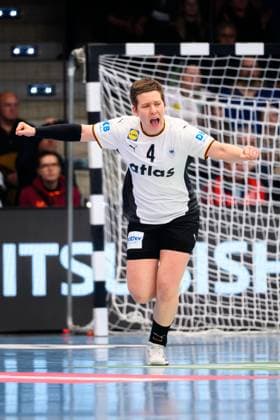 Handball, Frauen Laenderspiel - Deutschland - Schweiz Alina Grijseels (Deutschland) Jubel Freude Emotion Torjubel Torschuetze Torschütze Goeppeingen EWS Arena Deutschland *** Handball, Women Laenderspiel Germany Switzerland Alina Grijseels Germany Cheers Joy Emotion Goal celebration Goalscorer Goeppeingen EWS Arena Germany