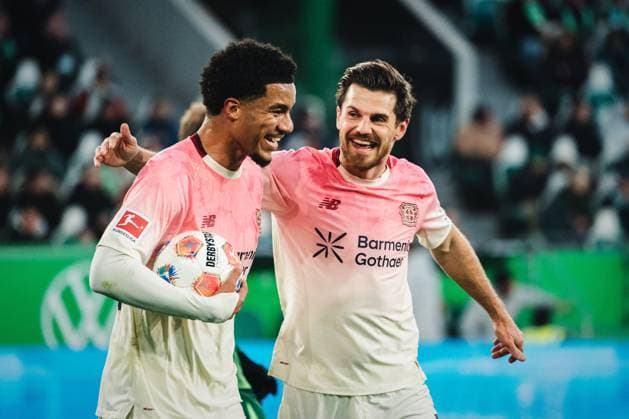 1 Bundesliga VfL Wolfsburg vs Bayer 04 Leverkusen, 22 11 2025 GOAL Malik Tillman Bayer 04 Leverkusen, 10 to 0 3 JUBEL Football, 1 Bundesliga, Matchday 11 VfL Wolfsburg vs Bayer 04 Leverkusen on 22 11 2025 at the Volkswagen Arena, Wolfsburg DFL REGULATIONS PROHIBIT ANY USE OF PHOTOGRAPHS AS IMAGE SEQUENCES AND OR QUASI VIDEO Copyright: xBEAUTIFULxSPORTS Tonhäuserx