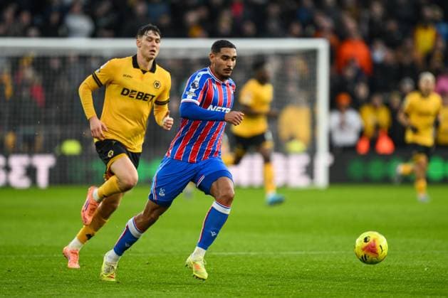Wolverhampton, England, 22nd November 2025. Maxence Lacroix of Crystal Palace in action during the Wolverhampton Wanderers vs Crystal Palace Premier League match at Molineux, Wolverhampton. Picture credit should read: Craig Thomas Sportimage EDITORIAL USE ONLY. No use with unauthorised audio, video, data, fixture lists, club league logos or live services. Online in-match use limited to 120 images, no video emulation. No use in betting, games or single club league player publications. SPI-4302_WOLVES_V_CRYSTAL_PALACE-063 SPI-4302-0063