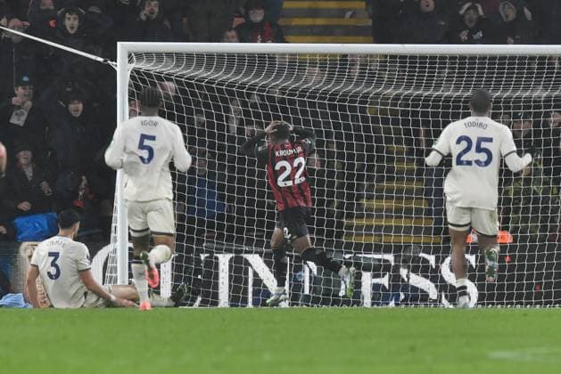 Bournemouth v West Ham United Premier League 22 11 2025. Eli Junior Kroupi (22) of AFC Bournemouth reacts after missing a chance to score a goal during the Premier League match between Bournemouth and West Ham United at the Vitality Stadium, Bournemouth, England on 22 November 2025. Bournemouth Vitality Stadium Dorset England Editorial use only DataCo restrictions apply See www.football-dataco.com , Copyright: xGrahamxHuntx PSI-23261-0061