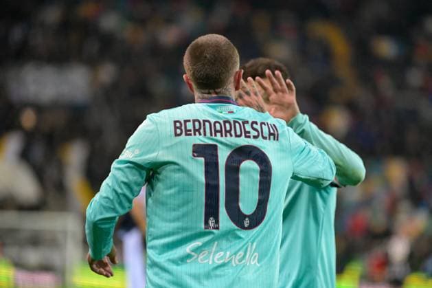 CALCIO - Serie A - Udinese Calcio vs Bologna FC Bologna s Federico Bernardeschi celebrates after scoring a goal during Udinese Calcio vs Bologna FC, Italian soccer Serie A match in Udine, Italy, November 22 2025 Udine Italy  Copyright: xIPAxSport ABACAx